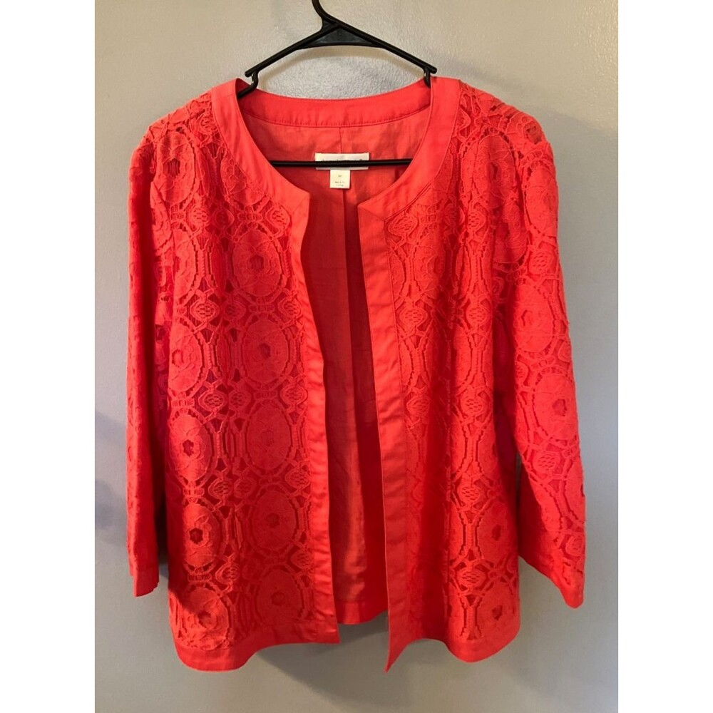 Christopher & Banks Lined Lightweight Lace Jacket Rosy Pink Size Medium